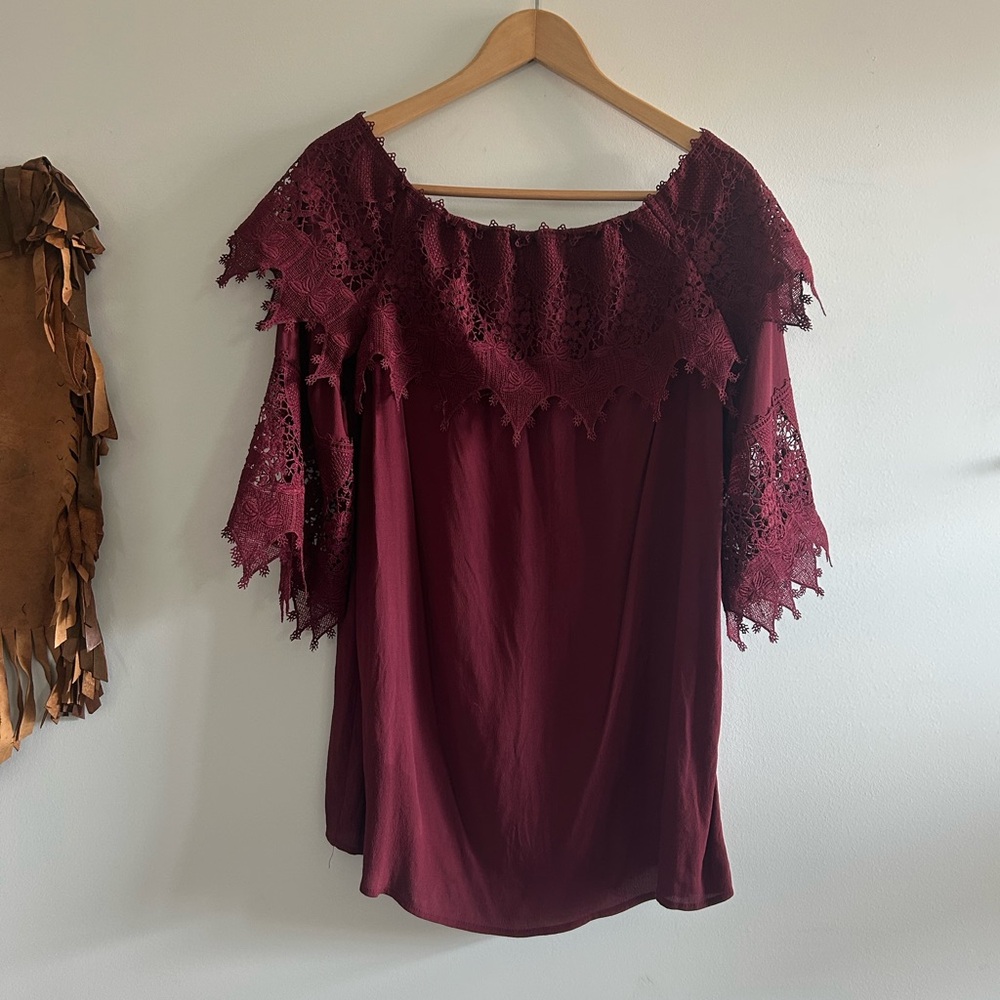 Shyanne Women's Lace Trim Peasant Western Festival Dress Small - Picture 2 of 4